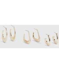 Boohoo - Large Hoop Earrings 3 Pack - Lyst