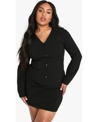 Boohoo - Plus Bengaline Cinched Blazer - Lyst