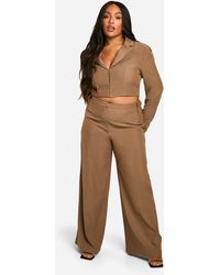 Boohoo - Plus Seam Detail Wide Leg Tailored Trouser - Lyst