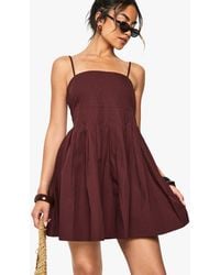 Boohoo - Cotton Poplin Pleated Volume Smock Mini Dress - Lyst