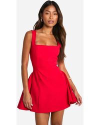Boohoo - Square Neck Full Skirt Mini Dress - Lyst