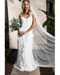 Oasis - Flutter Sleeve Ruffle Detail Chiffon Maxi Wedding Dress - Lyst