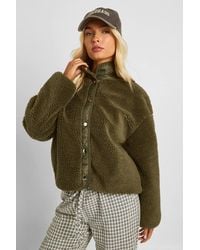 Boohoo - Teddy Button Up Jacket - Lyst