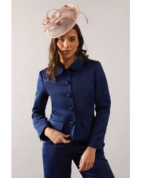 Wallis - Petite Satin Button Front Collared Jacket - Lyst