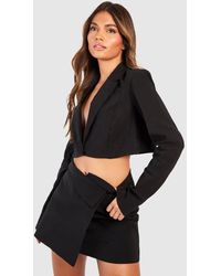 Boohoo - Boxy Cropped Blazer & Waist Detail Mini Skirt - Lyst