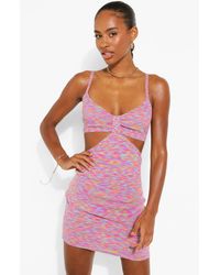 Boohoo - Space Dye Cut Out Knitted Mini Dress - Lyst