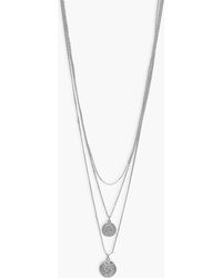 Boohoo Simple Coin Layered Necklace - Grey