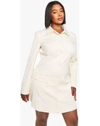 Boohoo - Plus Button Down Collared Tailored Dress - Lyst