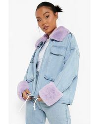 white denim jacket boohoo