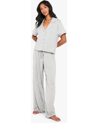 Boohoo - Petite Premium Modal Piping Detail Short Sleeve Shirt & Trousers Pyjama Set - Lyst