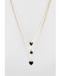Boohoo - Collar De Cadena Triple Con Colgante De Corazón - Lyst