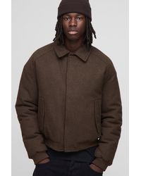 BoohooMAN - Regular Fit Melton Mono Padded Collared Bomber Jacket - Lyst