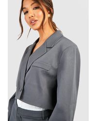 Boohoo - Double Breasted Boxy Crop Blazer - Lyst