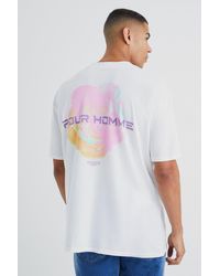 BoohooMAN - Oversize T-Shirt mit Pour Homme Rosen-Print - Lyst