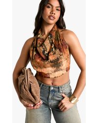 Boohoo - Tie Dye Woven Halterneck Crop Top - Lyst