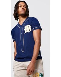 BoohooMAN Jersey Applique Baseball Shirt With Piping - Blue