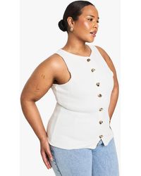 Boohoo - Plus Knitted Button Down Waistcoat - Lyst