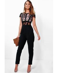 Boohoo Boutique Lace Corsetry Bodice Jumpsuit - Black