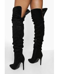 Boohoo Wide Width Thigh High Stiletto Boots - Black