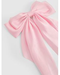 Boohoo - Oversized Baby Pink Satin Bow Hair Clip - Lyst