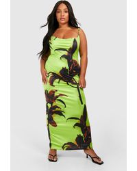 Boohoo - Plus Large Scale Floral Slinky Cowl Neck Maxi Dress - Lyst