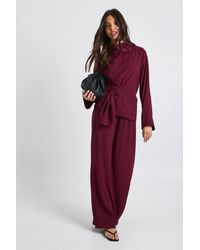 Boohoo - Woven Drape Long Sleeve Blouse & Trouser Co-Ord - Lyst