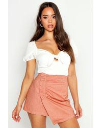 Boohoo Jupe En Lin À Détail Froncé - Orange