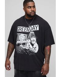 BoohooMAN - Plus Oversized Green Day License Acid Wash Print T-shirt - Lyst