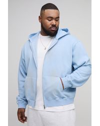 Boohoo - Plus Oversized Boxy Spray Wash Zip Through Hoodie - Lyst