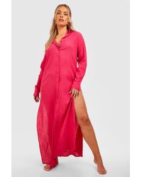 Boohoo - Plus Cheesecloth Maxi Beach Cover Up - Lyst