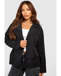 Boohoo - Tall Crop Belted Utility Trench Coat - Lyst