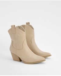 Boohoo - Stitch Detail Western Ankle Boots - Lyst