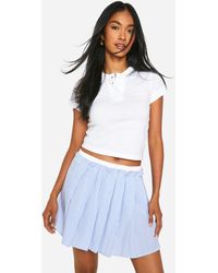 Boohoo - Minifalda Plisada Fruncida Con Cintura En Contraste - Lyst