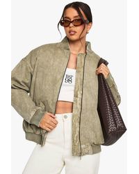 Boohoo - Washed Look Oversized Bomber Jacket - Lyst