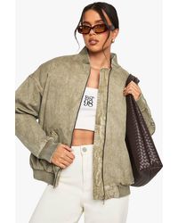 Boohoo - Washed Look Oversized Bomber Jacket - Lyst