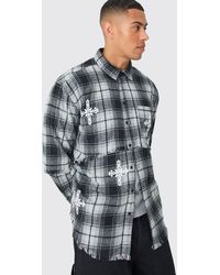 BoohooMAN - Oversized Layered Print Flannel Shirt - Lyst