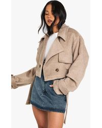 Boohoo - Oversized Collar Belted Jacket - Lyst