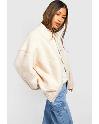 Boohoo - Oversized Wool Bomber Jacket - Lyst