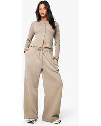 Boohoo - Rib Button Through Long Sleeve Top And Jogger Tracksuit - Lyst