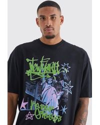 BoohooMAN - Tall Oversize T-Shirt mit New York Graffiti-Print - Lyst