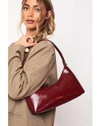 Boohoo - Shiny Pu Shoulder Bag With Crossbody Strap - Lyst