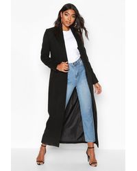Boohoo Womens Tall Langer Mantel In Wolloptik - Schwarz