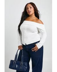 Boohoo - Plus Bardot Button Down Long Sleeve Top - Lyst