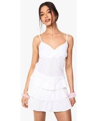 Boohoo - Broderie Wrap Front Rose Detail Cami Top - Lyst