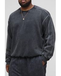 BoohooMAN - Plus kastiges Oversize Sweatshirt mit Acid-Waschung und Kontrast-Naht - Lyst