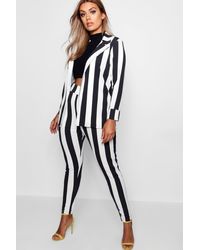 Boohoo Plus Striped Suit Two-piece - Black
