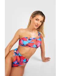 Boohoo - Tropical One Shoulder Bikini Set - Lyst