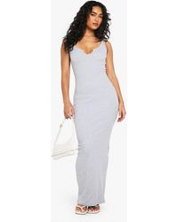 Boohoo - Basic Rib Notch Maxi Dress - Lyst