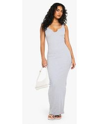 Boohoo - Basic Rib Notch Maxi Dress - Lyst