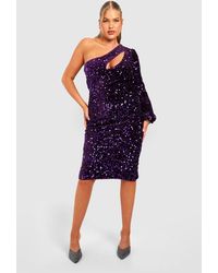 Boohoo - Plus Sequin Cut Out One Shoulder Dress - Lyst